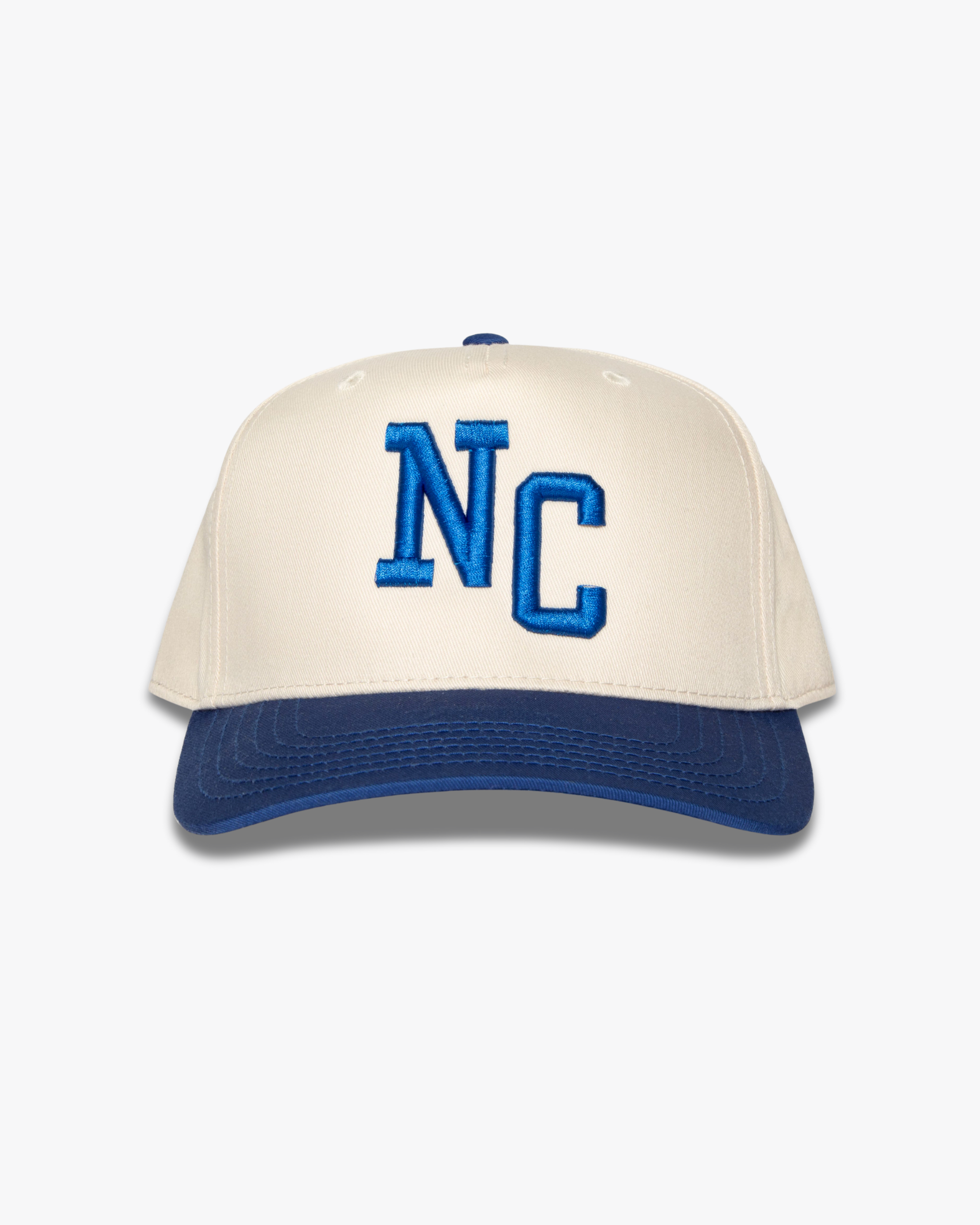 STACKED LOGO HAT // NATURAL/ROYAL BLUE