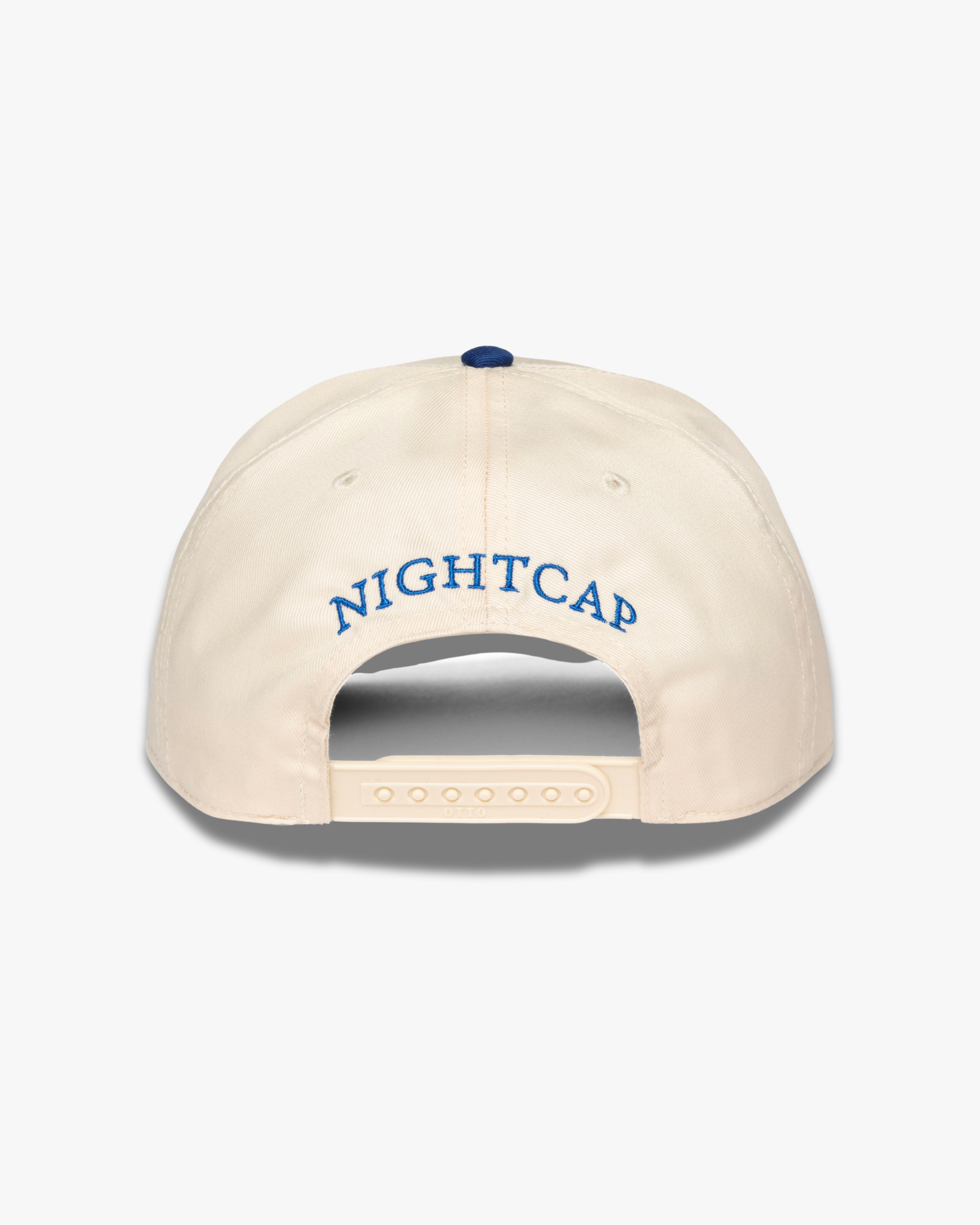 STACKED LOGO HAT // NATURAL/ROYAL BLUE